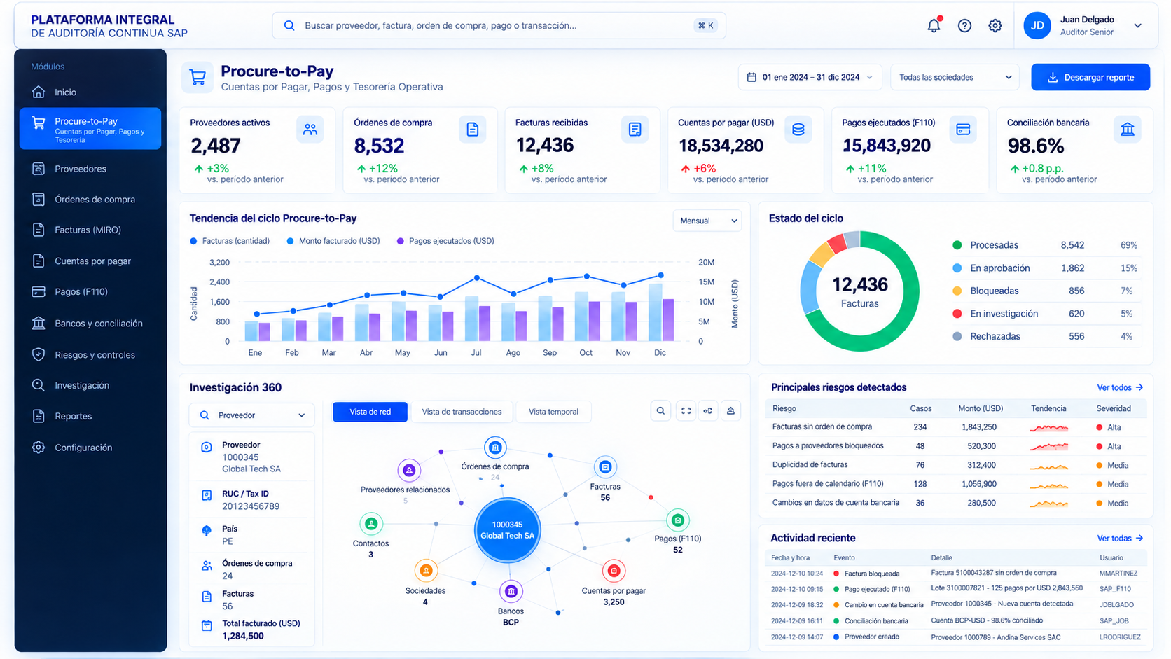Interfaz Procure-to-Pay de la Plataforma Integral de Auditoría Continua SAP